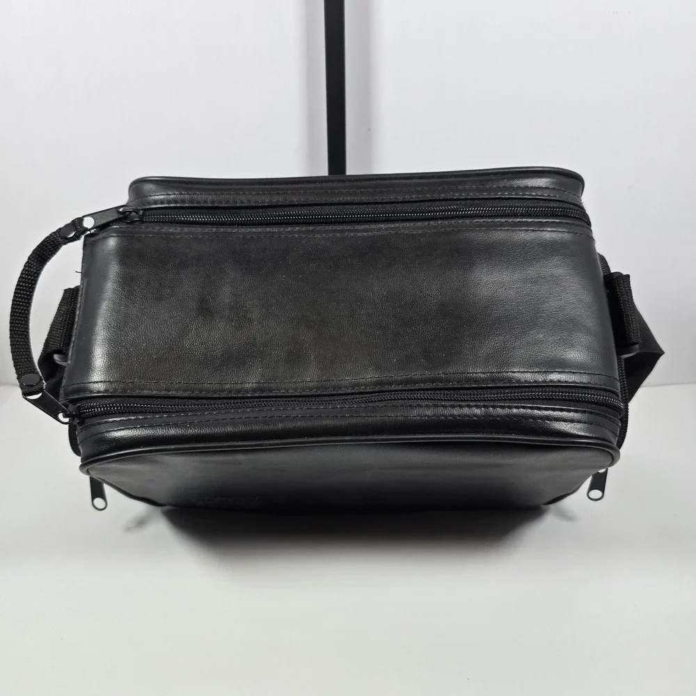 Vintage Rayovac Direct Power Plus Black Leather Electronics Bag W/Strap Padded